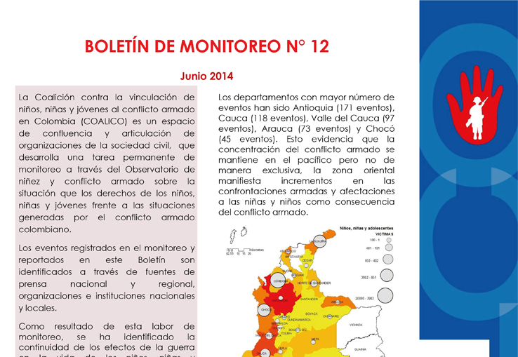 Boletín de monitoreo N° 12: Niñez y conflicto armado en Colombia.